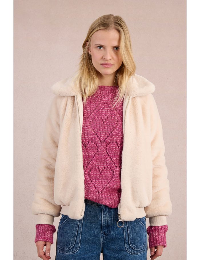 Textured jacket, imitation fur