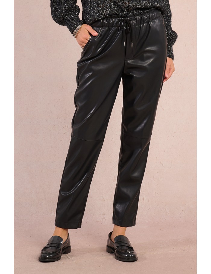 Faux leather jogger pants