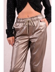 Faux leather jogger pants