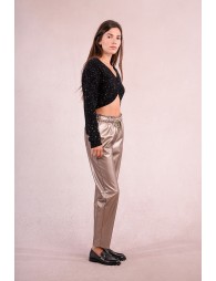 Faux leather jogger pants