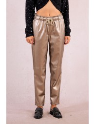 Faux leather jogger pants