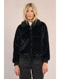 Textured jacket, imitation fur in zigzag