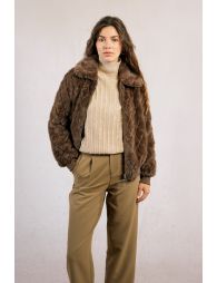 Textured jacket, imitation fur in zigzag