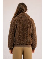 Textured jacket, imitation fur in zigzag