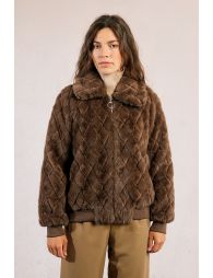 Textured jacket, imitation fur in zigzag