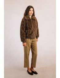 Textured jacket, imitation fur in zigzag