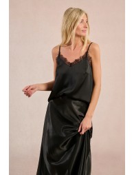 Satin camisole, lace trim