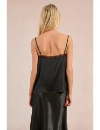 Satin camisole, lace trim