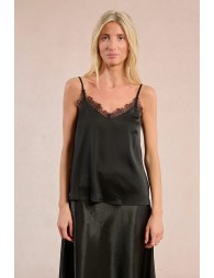 Satin camisole, lace trim