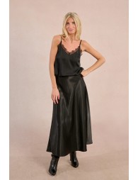 Satin camisole, lace trim
