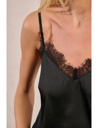 Satin camisole, lace trim