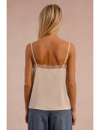 Satin camisole, lace trim