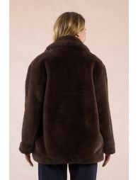 Button-down coat, imitation fur