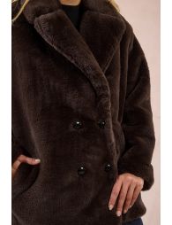 Button-down coat, imitation fur