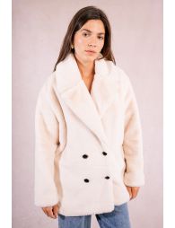 Button-down coat, imitation fur