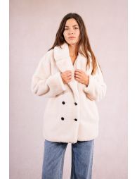 Button-down coat, imitation fur