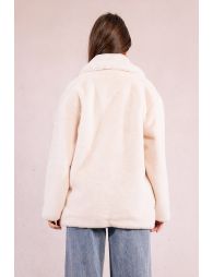 Button-down coat, imitation fur