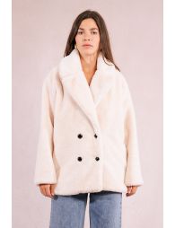 Button-down coat, imitation fur