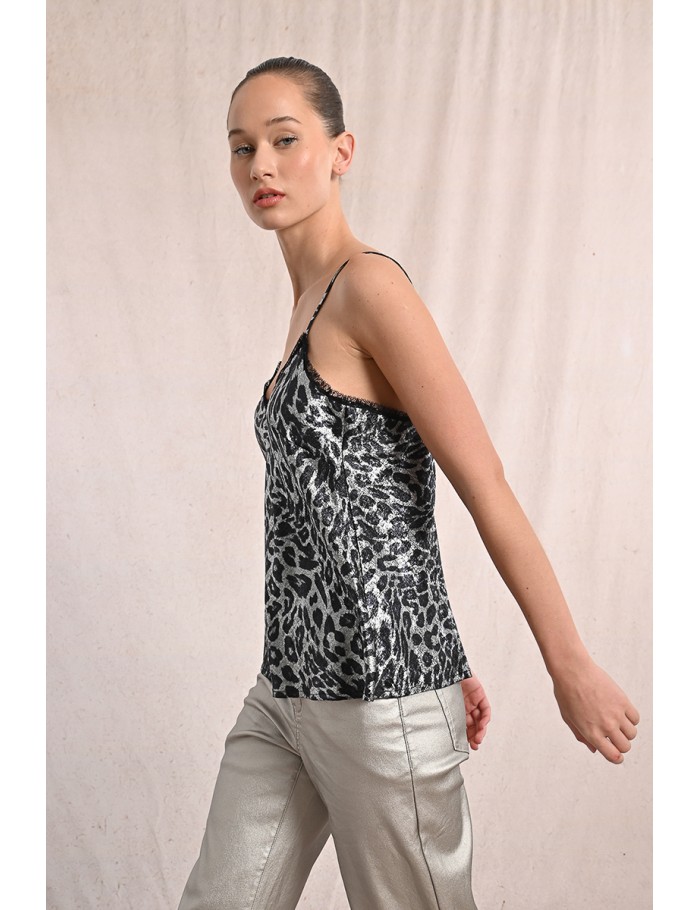 Caraco satiné, imprimé léopard - Molly Bracken E-Shop