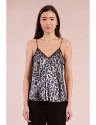 Satin camisole, leopard print