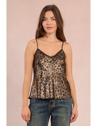 Satin camisole, leopard print