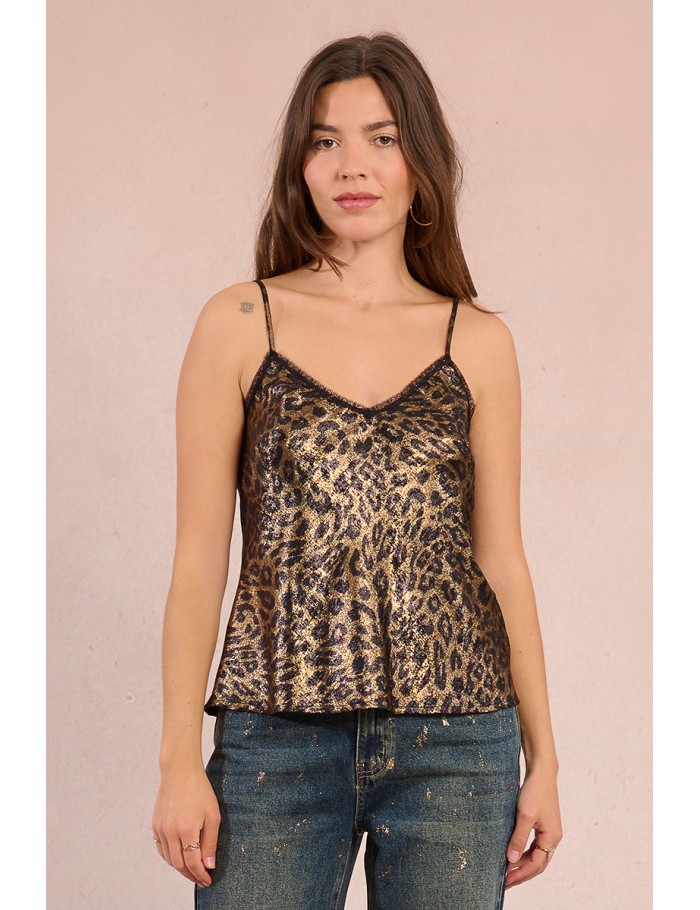 Satin camisole, leopard print