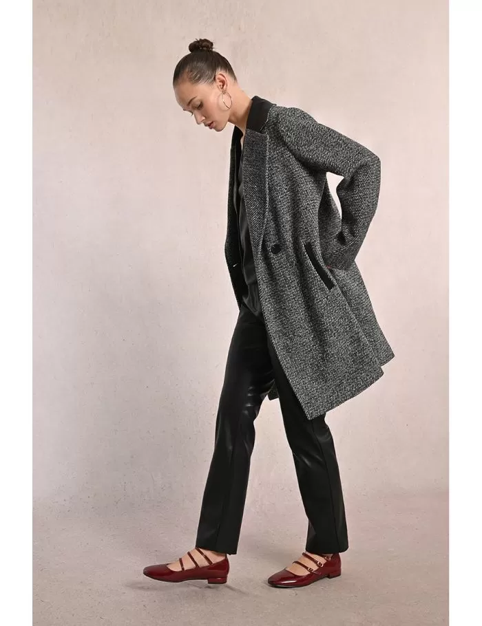 Manteau droit à chevrons