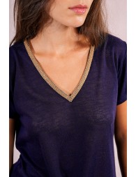 T-shirt encolure V irisée