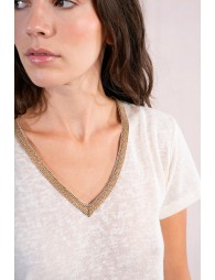 T-shirt encolure V irisée