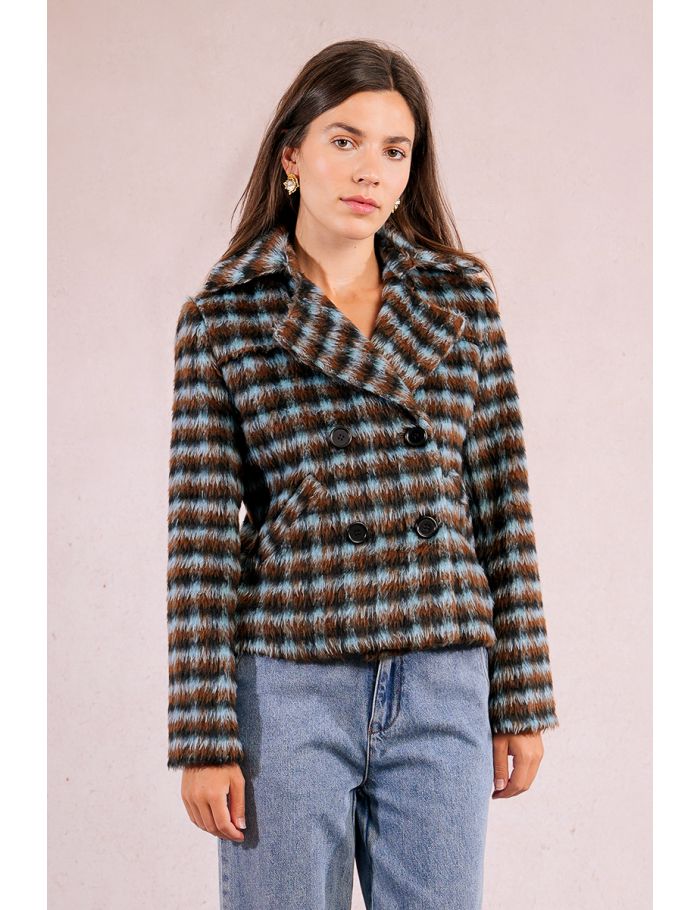 Manteau texturé à carreaux