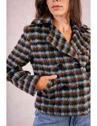 Textured plaid coat
