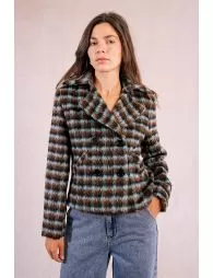 Manteau texturé à carreaux