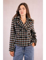 Textured plaid coat