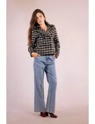 Manteau texturé à carreaux