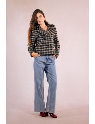 Textured plaid coat