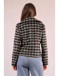 Manteau texturé à carreaux