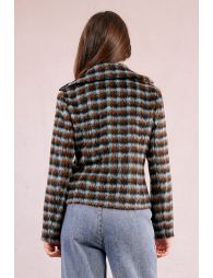 Textured plaid coat