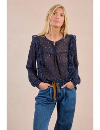 Blusa  de manga larga estampado lunares