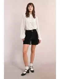 Short en velours, taille haute