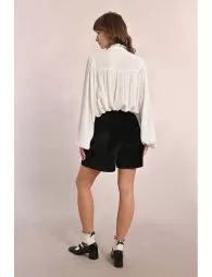 Short en velours, taille haute