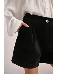 Short en velours, taille haute