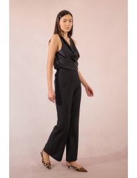 Pantalon taille haute à rayures irisées