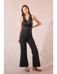 Pantalon taille haute à rayures irisées