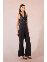 Pantalon taille haute à rayures irisées