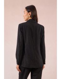 Blazer rayé, ouvert sur le bas