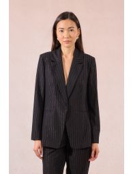 Blazer rayé, ouvert sur le bas