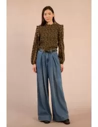 Denim large à plis