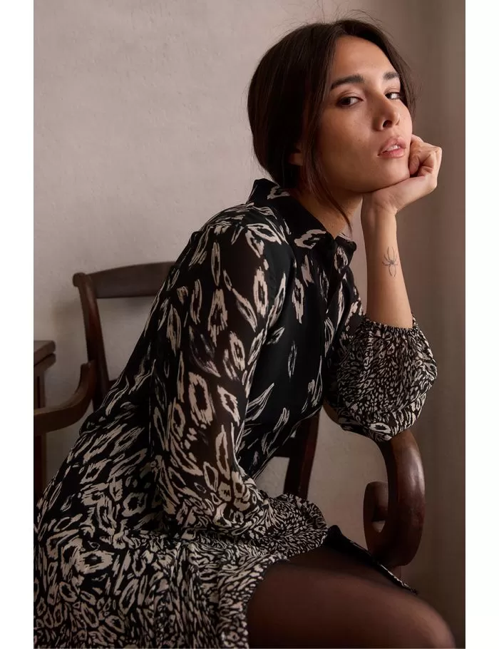 Robe chemise en voile imprimée
