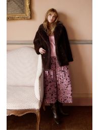 Button-down coat, imitation fur