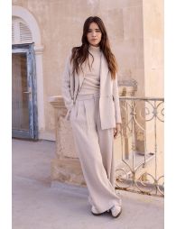 Straight blazer jacket with herringbone